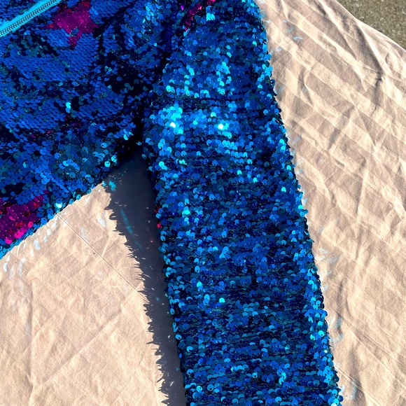 JoJo blue sequin jacket 7/8 - Picture 2 of 4